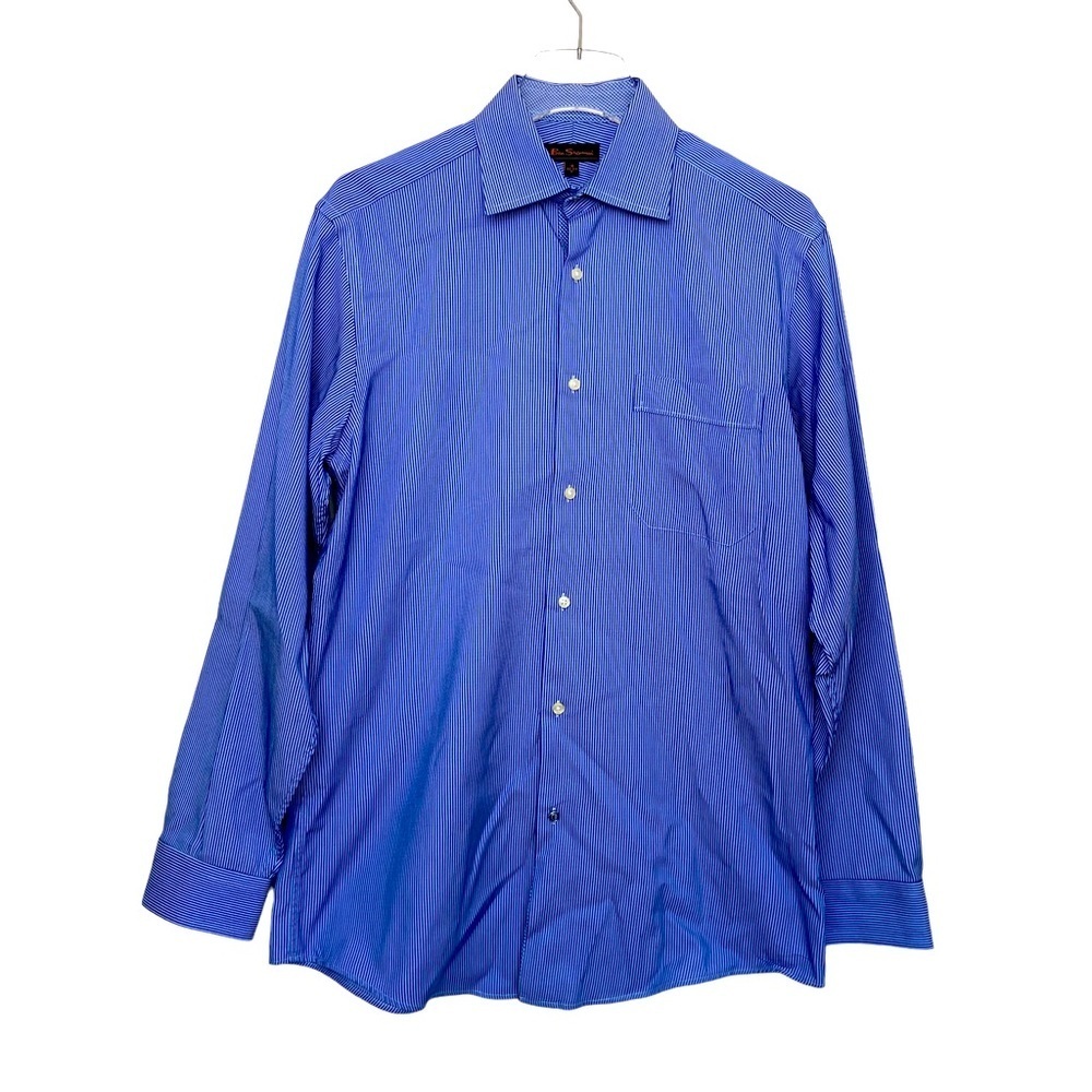 Ben Sherman Blue Pinstripe Long Sleeve Dress Shirt. Size 15 32/33 Medium - Picture 1 of 5